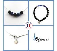 Parure Gioielli Braccialetto Collana Perle Onice Nero Opaco 8 MM + Lapis Taglia
