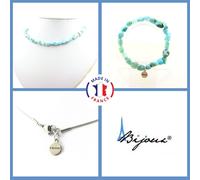 Parure Gioielli Braccialetto Collana Perle Pietra Larimar Repubblica Taglia