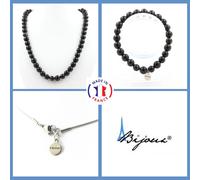 Parure Gioielli Braccialetto Collana Perle Tormalina Schörl Del Brasile Taglia