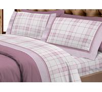 Parure Lenzuola Letto In Cotone Flanellato Modello Rigato Quadri Torino