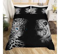 Parure leopardata con copripiumino e tigre 220 x 240 cm, motivo animali Safari, copripiumino per bambini Jungle Theme, microfibra Room Decor