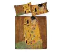 PARURE LETTO COPRIPIUMINO COPRIPIUMONE 100% COTONE STAMPA DIGITALE MATRIMONIALE 2 DUE PIAZZE Le poesie della natura (Il Bacio Klimt)