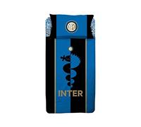 PARURE Sacco Copripiumino Letto Singolo 1 Una Piazza Ufficiale Inter FC Nero Azzurro 100% Cotone Sacca + 1 Federa