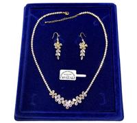 Parure Tennis Collana Fiori Orecchini pl. oro Giallo 18k con Cristalli Zirconi