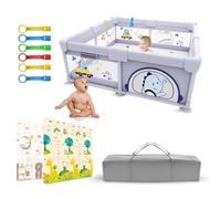PARVULI Box Bambini Con Materassino 120x120 cm | Recinto Per Bambini Con Tappeto | Box Neonato Centro di Attività per Bimbo Baby