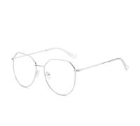 PARWANA Grandi Lettori di Computer Anti Luce Blu Occhiali da Vista Occhiali da Lettura Rotondi Anti affaticamento degli Occhi Specchio a Luce Piatta alla Moda (Color : Silver, Size : +0.00)