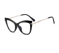 PARWANA Lettori for Computer antiriflesso Occhiali da Lettura Cat-Eye Oversize Occhiali da Vista da Donna Specchio a Luce Piatta Anti-Luce Blu (Color : Black, Size : +0.00)