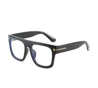 PARWANA Lettori for Computer Quadrati robusti alla Moda da Donna Occhiali da Lettura antiriflesso Oversize Anti Luce Blu Specchio a Luce Piatta (Color : Blak, Size : +150)