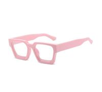 PARWANA Lettori for Computer robusti e alla Moda Occhiali da Lettura Quadrati Anti-affaticamento degli Occhi HD Specchio a Luce Piatta Che blocca la Luce Blu (Color : Pink, Size : +100)