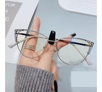 PARWANA Occhiali da Lettura Cat-Eye con Blocco della Luce Blu Moda Donna Cateye Anti UV Lettori for Computer Occhiali da Vista Specchio a Luce Piatta (Color : Blue, Size : +300)