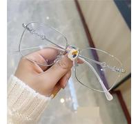 PARWANA Occhiali da Lettura Clear Vision Lettori for Computer Oversize Anti Luce Blu Occhiali Quadrati Specchio a Luce Piatta Nuovo (Color : Silver, Size : +250)