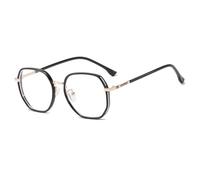 PARWANA Occhiali da lettura ovali oversize che bloccano la luce blu Occhiali da vista Anti affaticamento della vista Lettori for computer Specchio a luce piatta (Color : Black-gold, Size : +0.00)