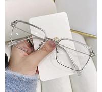 PARWANA Occhiali da Lettura Oversize Grandi Quadrati Che bloccano la Luce Blu Lettori di Computer Occhiali da Vista Specchio a Luce Piatta antiriflesso (Color : Gray, Size : +150)