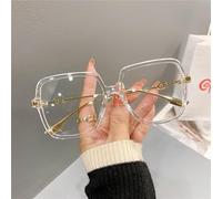 PARWANA Occhiali da Lettura Oversize Lettori for Computer Carini Anti affaticamento della Luce Blu Allevia Gli Occhiali a Specchio a Luce Piatta (Color : Clear, Size : +250)