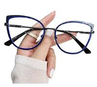PARWANA Occhiali da lettura oversize Occhiali che bloccano la luce blu Lettori di computer Specchio a luce piatta antiriflesso Cat-Eye (Color : Black, Size : +250)