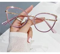 PARWANA Occhiali da lettura oversize Occhiali che bloccano la luce blu Lettori di computer Specchio a luce piatta antiriflesso Cat-Eye (Color : Purple, Size : +150)