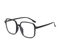 PARWANA Occhiali da Lettura Quadrati Grandi Anti affaticamento degli Occhi Lettori di Computer Oversize Che bloccano la Luce Blu Specchio a Luce Piatta (Color : Black, Size : +200)