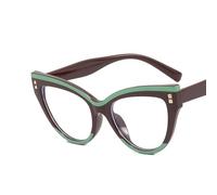 PARWANA Occhiali da vista Cat-Eye alla moda Occhiali da lettura Donna Anti affaticamento degli occhi Lettori di computer Specchio a luce piatta anti luce blu (Color : Red, Size : +350)
