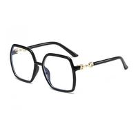 PARWANA Simpatici Lettori Quadrati Oversize for Computer Anti-affaticamento degli Occhi, Occhiali da Vista, Occhiali da Lettura, Specchio a Luce Piatta Anti-Luce Blu (Color : Black, Size : +200)