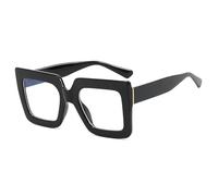 PARWANA Simpatici Occhiali da Lettura Quadrati Oversize for Visione Chiara Lettori for Computer Anti Luce Blu Occhiali da Vista Specchio a Luce Piatta (Color : Sand-Black, Size : +100)