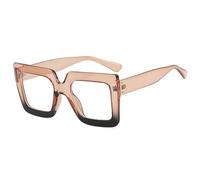 PARWANA Simpatici Occhiali da Lettura Quadrati Oversize for Visione Chiara Lettori for Computer Anti Luce Blu Occhiali da Vista Specchio a Luce Piatta (Color : Champagne, Size : +200)