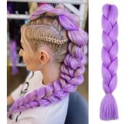 PARXITN Jumbo Braids Extension capelli intrecciati Kanekalon per intrecciare Crochet Twist Box Braids 24 pollici, 1 pezzo di capelli intrecciati Jumbo viola chiaro