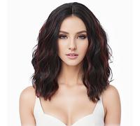 PARXITN Parrucca corta Bob capelli sintetici ondulati ricci aspetto naturale parrucca Nero Marrone Mix Rosso parte centrale parrucche anteriori in pizzo senza colla per le donne