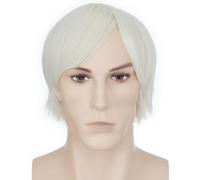 PARXITN Parrucca per Halloween Cosplay Wigs dritto anime per donna uomo donna unisex biondo platino sintetico a strati parrucche con frangia per feste Halloween costume