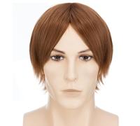 PARXITN Parrucca per Halloween Cosplay Wigs dritto anime per donna uomo donna unisex marrone sintetico a strati parrucche corte con frangia per feste Halloween costume