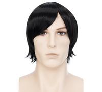 PARXITN Parrucca per Halloween Cosplay Wigs dritto anime per donna uomo donna unisex nera sintetica a strati parrucche con frangia per feste Halloween costume