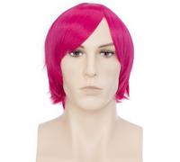 PARXITN Parrucca per Halloween Cosplay Wigs rettilineo anime per donna uomo donna unisex magenta sintetica a strati parrucche con frangia per feste Halloween costume