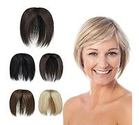 PARXITN Topper per capelli da donna con 3 clip in set di capelli Toupet liscio sintetico, per capelli scesi biondo caramello
