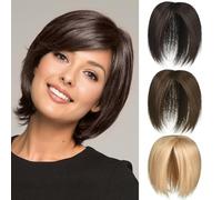 PARXITN Topper per capelli da donna con 3 clip in set di capelli Toupet liscio sintetico per capelli scesi marrone nocciola