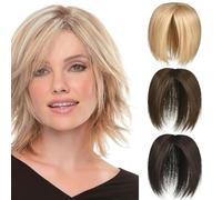 PARXITN Topper per capelli da donna con 3 clip in set di capelli Toupet liscio sintetico, per capelli scesi biondo platino