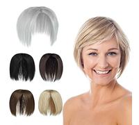 PARXITN Topper per capelli da donna senza frangetta, 3 clip in pezzi di capelli sintetici Toupet Wiglets per capelli scesi grigio argento metallizzato