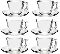 Pasabahce - 12 pezzi set con 6 tazze per tè, caffè, cappuccino e 6 piattini Vela (max. 215 ml)