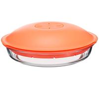 PASABAHCE 4995706 Cuocivapore Microonde Zest in Vetro con Base Interna e Coperchio in Plastica, Arancio, Lt 1.8