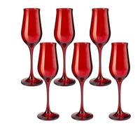 Pasabahce 518766 Wavy Set 6 Calici Flute, Vetro, Rosso, cl19