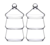 PASABAHCE Set 2 Pezzi Patisserie Pagoda in Vetro, Trasparente, Glass