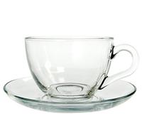 Pasabahce Basic Servizio Tè con piattino, Vetro, Trasparente, 6 Pezzi