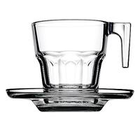 Pasabahce Casablanca 95753 - Tazzine da Caffè Espresso con Piattini, 70 ml, Confezione da 12 pezzi (6 piattini e 6 tazzine)