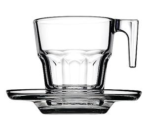 Pasabahce Casablanca 95753 - Tazzine da Caffè Espresso con Piattini, 70 ml, Confezione da 12 pezzi (6 piattini e 6 tazzine)