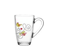 Pasabahce Cherie Confezione 2 Tazzoni Mug in Vetro, 32 cl, Trasparente con Decori