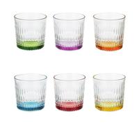 Pasabahce - Confezione da 6 Bicchieri Rain, Vetro con Fondo Colorato 30 cl, Colori Assortiti, Lavabili in Lavastoviglie