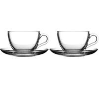 Pasabahce Dajar 64476 Basic - Set di 12 Tazze Tè con Piattini in Vetro, 21 ml