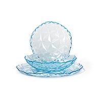 PASABAHCE Estrella Servizio Tavola in Vetro, 18 Piatti, Azzurro, Design Moderno ed Elegante, 5936716