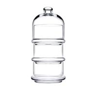PASABAHCE Patisserie Basic Set 3 Contenitori con Cupola Impilabili, Vetro, Trasparente, 12x26 Cm