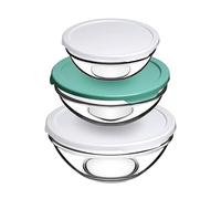 Pasabahce Set di 3 ciotole da insalata con coperchio
