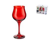 Pasabahce Wavy Set 6 Calici Vino Rosso, In Vetro Rosso, cl 37