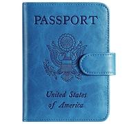 PASCACOO Passport Holder Cover Wallet RFID Blocking Leather Card Case Travel Accessories for Women Men (Blue)
